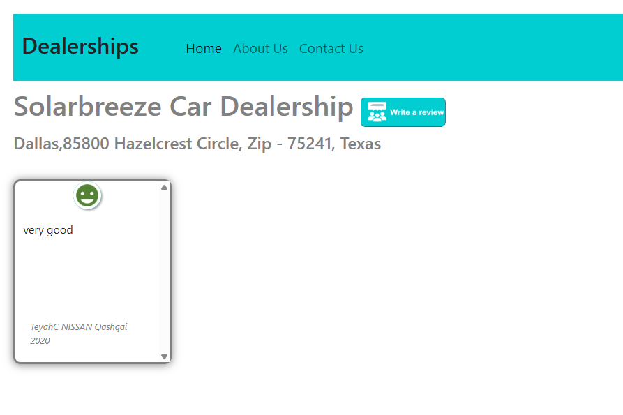 Dealership list screenshot