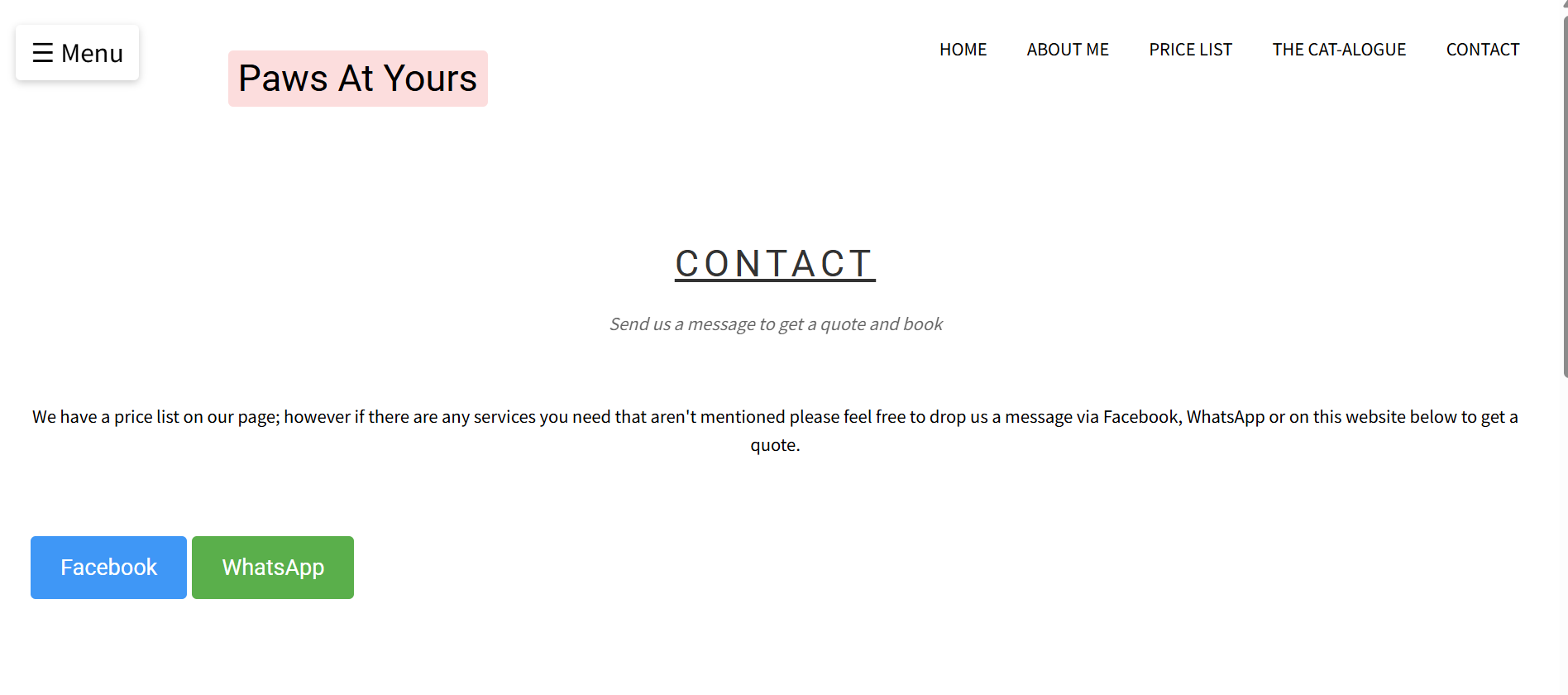 Contact options page