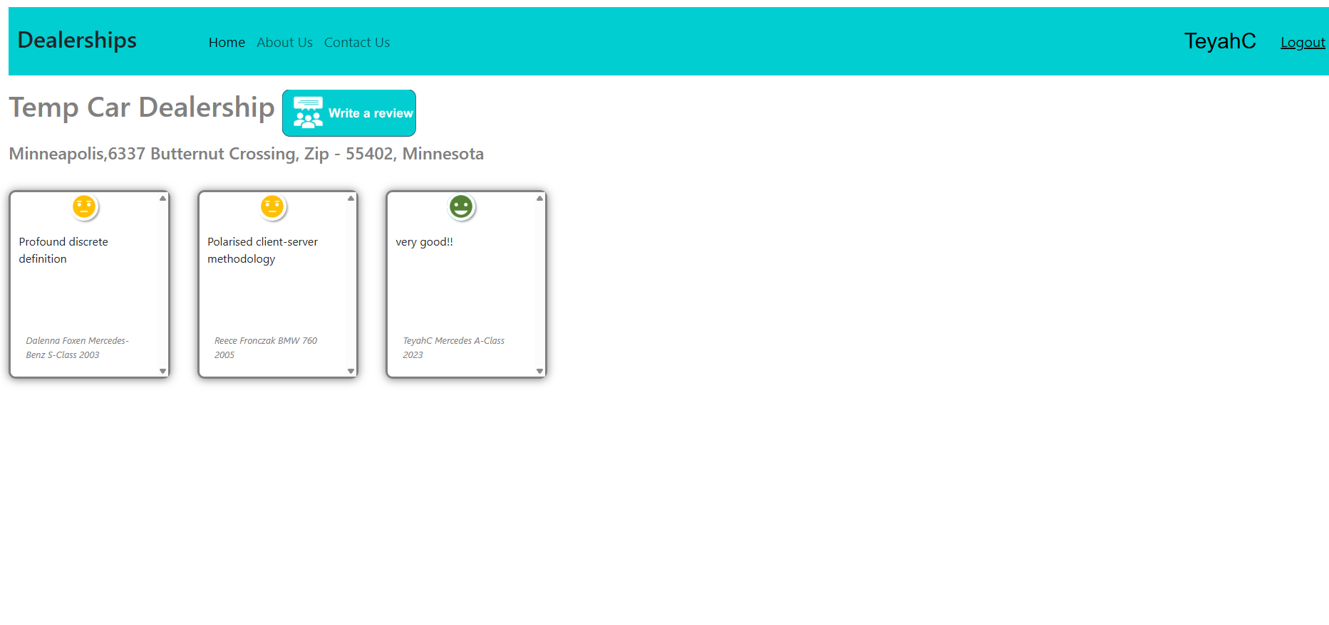 Dealership details screenshot